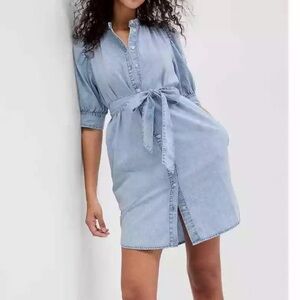 GAP Puff Sleeve Denim Shirtdress